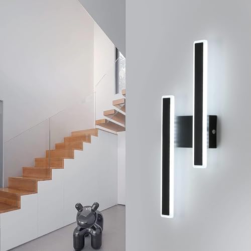 Kinkiet wewnętrzny LED 32 W, 3600 lm, 6500 K, nowoczesny, czarny, liniowy kinkiet do salonu, przedpokoju i klatki schodowej