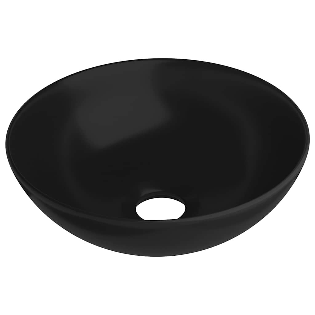 Umywalka Nablatowa Ceramiczna Okrągła Czarna do Łazienki 28 cm