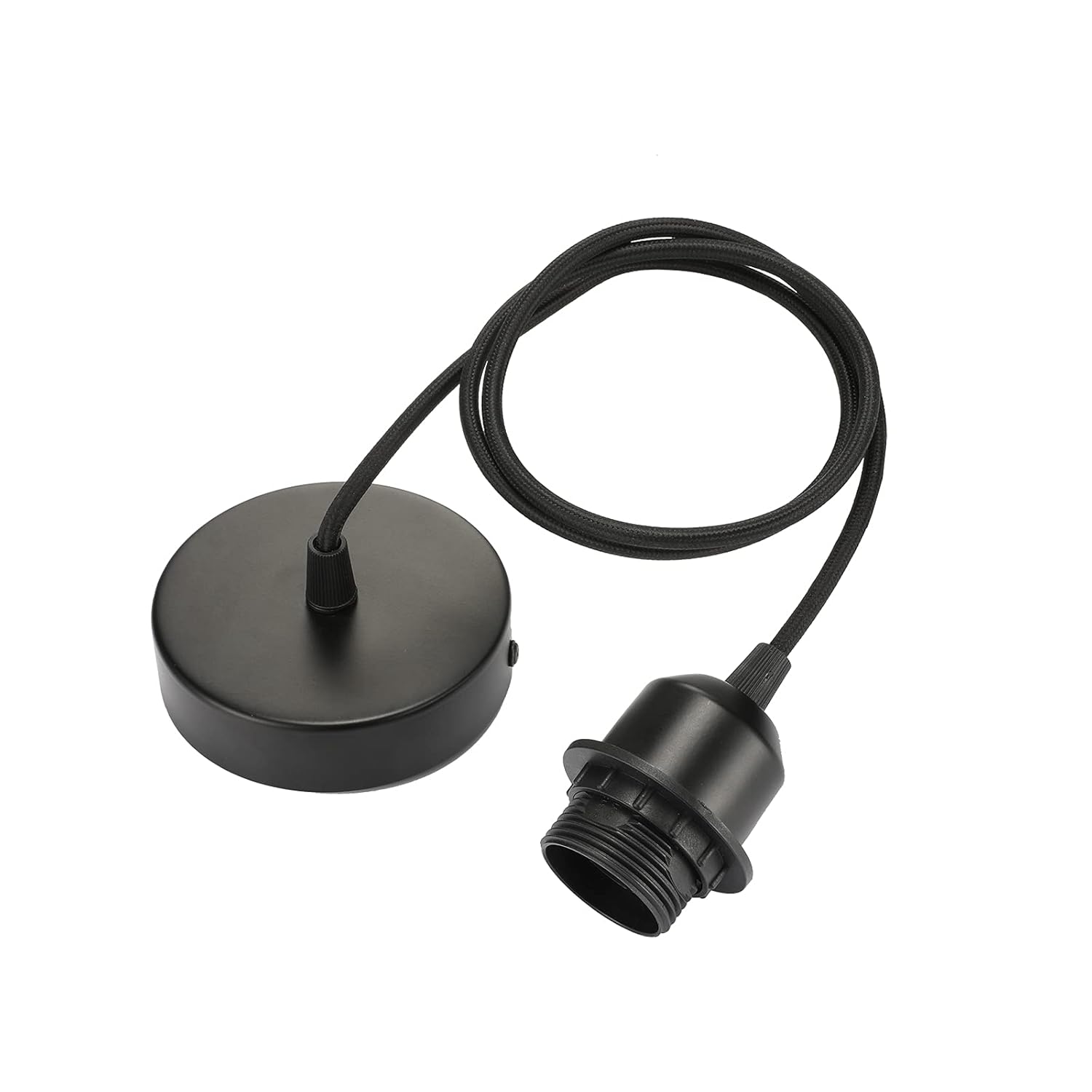 Lampa wisząca E27 z pierścieniem gwintowanym, 100 cm regulowanym kablem tekstylnym, kompatybilna z abażurami