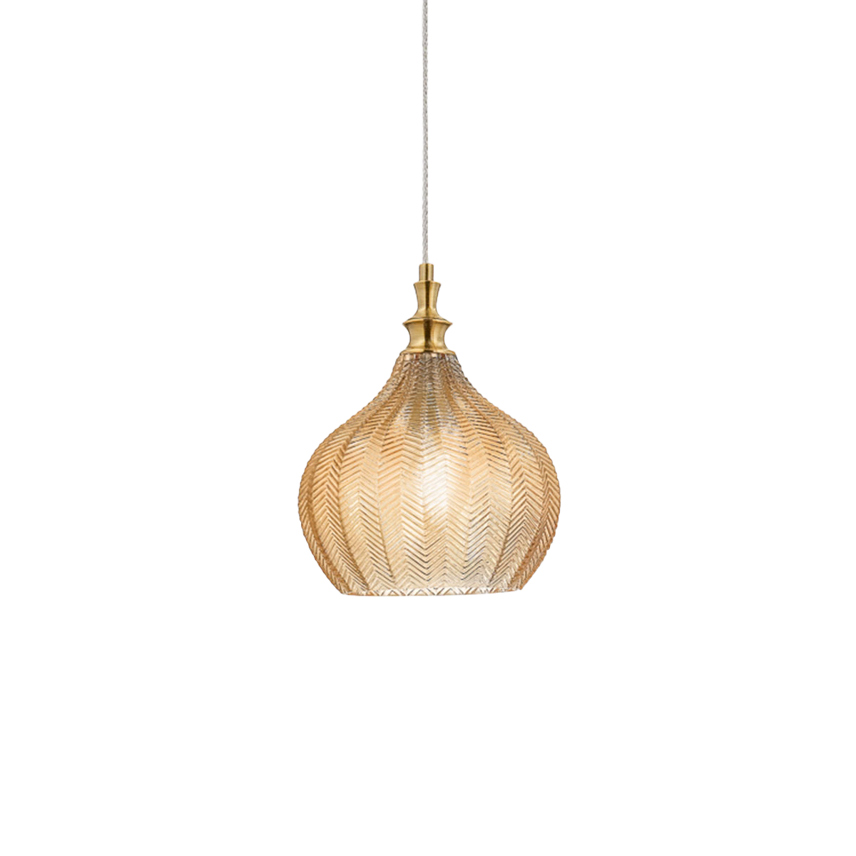 Lampa wisząca Cleofe S/11 Amber – mosiężna metalowa rama z przezroczystym szkłem 1xE27 maks 60W IP20 – Gealuce
