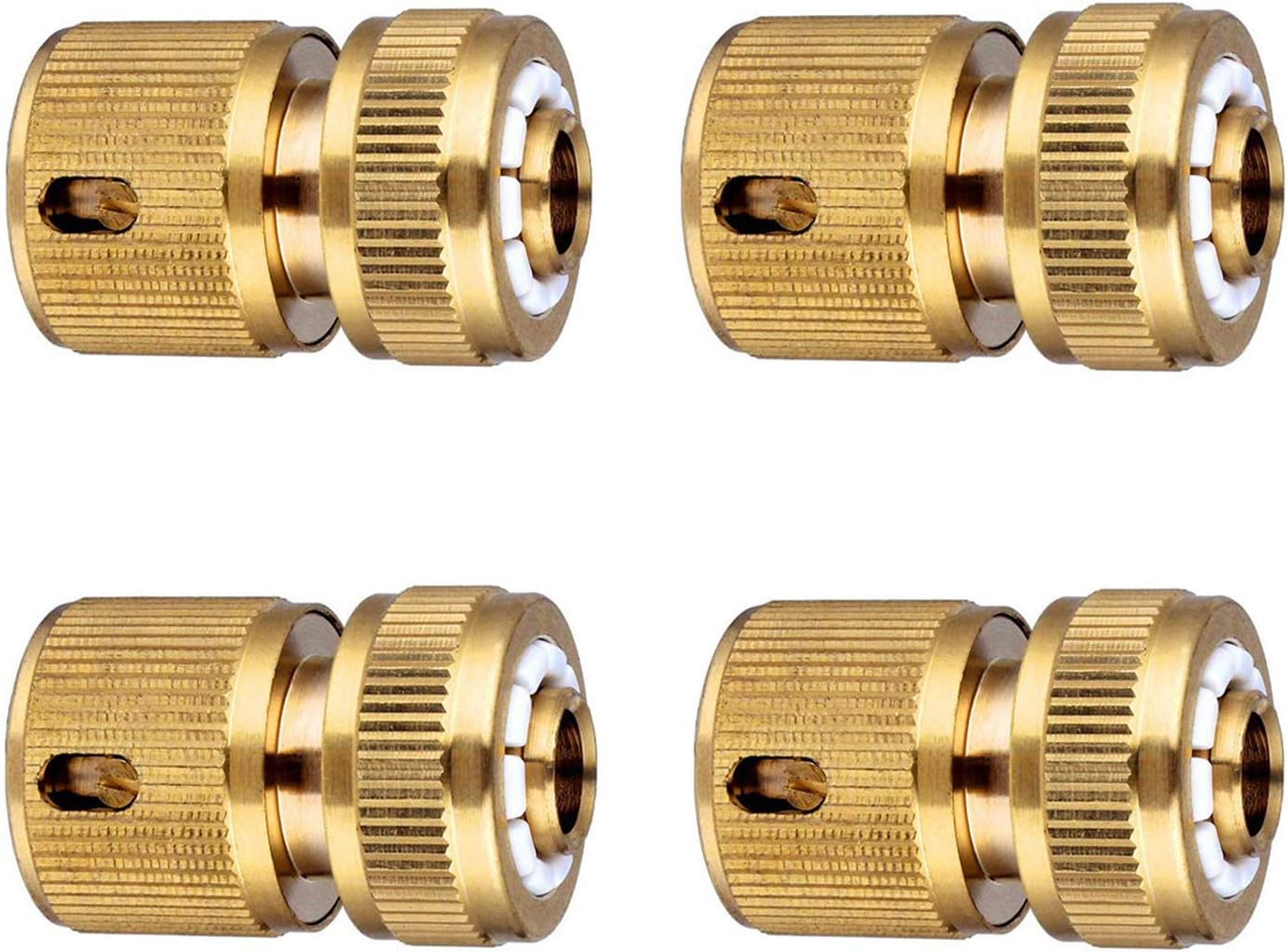 Mosiężne szybkozłączki do węża ogrodowego, złączka do węża 13 mm (1/2'') i 15 mm (5/8") - zestaw 4 szt.