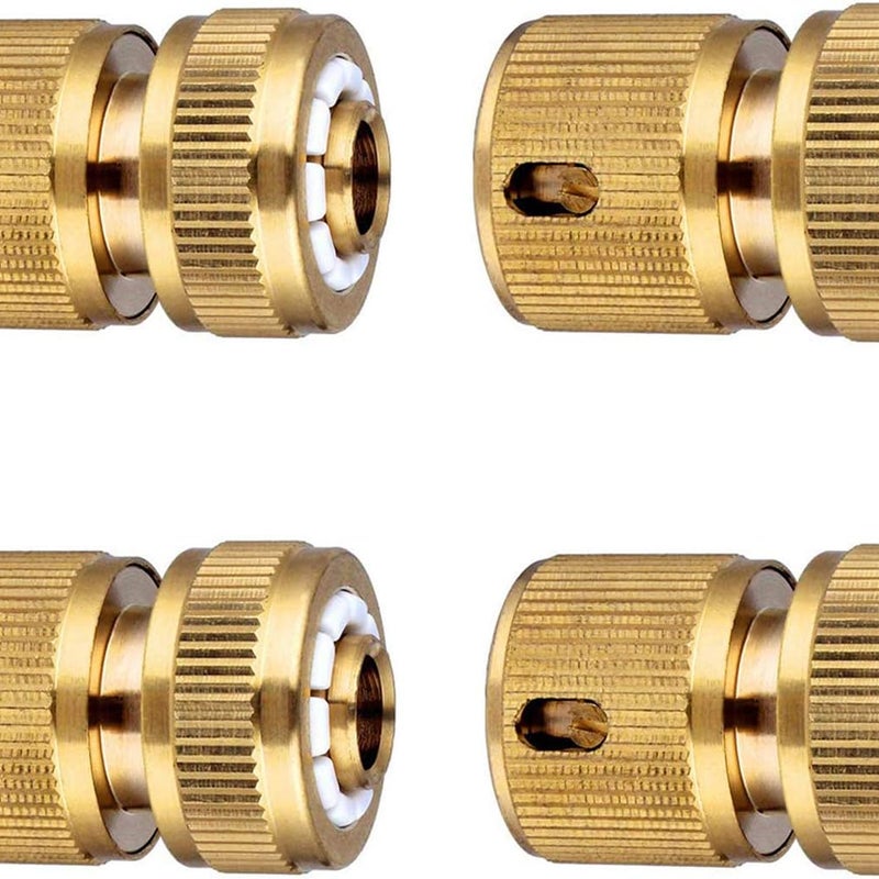 Mosiężne szybkozłączki do węża ogrodowego, złączka do węża 13 mm (1/2'') i 15 mm (5/8") - zestaw 4 szt.