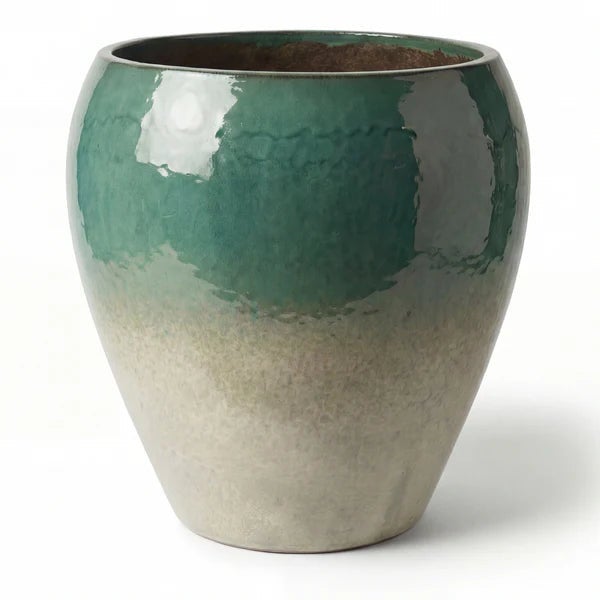 Donica ceramiczna Provencelia LAFONTAINE Niebieskozielony, sred.68 x H68 cm, mrozoodporna, rękodzieło, szkliwiona