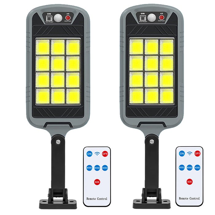 Lampy solarne na zewnątrz, 2 sztuki, lampy solarne z czujnikiem ruchu, lampy bezpieczeństwa solarnego, wodoodporny reflektor solarny, 3 tryby