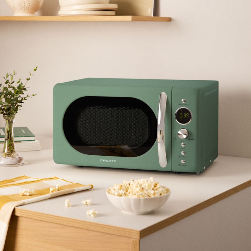 CREATE - MICROWAVE RETRO - Kuchenka mikrofalowa 20 l z grillem cyfrowym 900 W - Sauge
