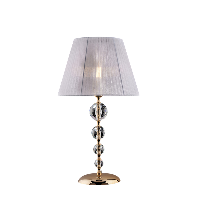 Lume in ferro dorato e cristallo 1 luce con paralume H.61 - Ø35