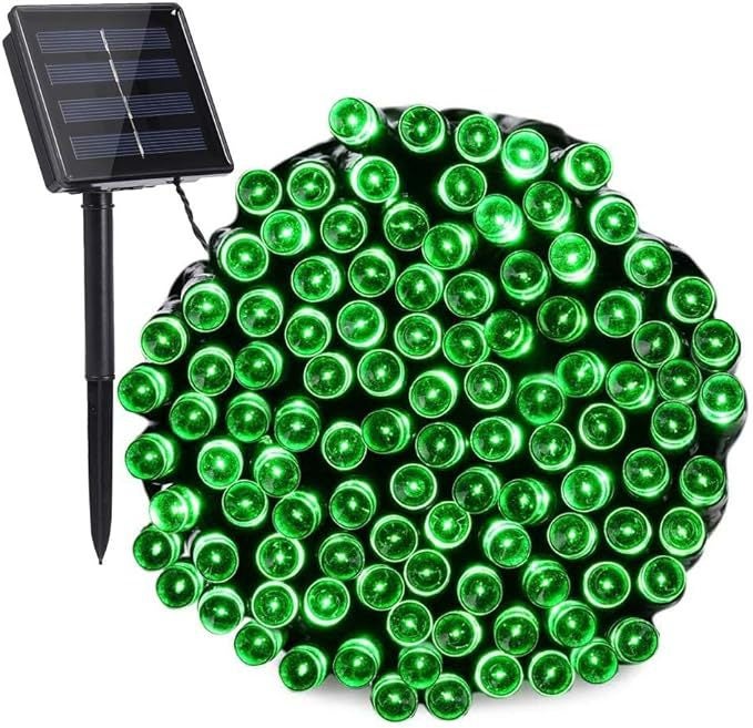 7-metrowy łańcuch lampek choinkowych zasilanych energią słoneczną, 50 diod LED, 8 trybów, wodoodporny, idealny do ogrodu, na wesele, urodziny, zielon