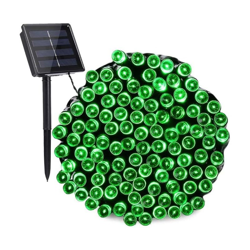 7-metrowy łańcuch lampek choinkowych zasilanych energią słoneczną, 50 diod LED, 8 trybów, wodoodporny, idealny do ogrodu, na wesele, urodziny, zielon