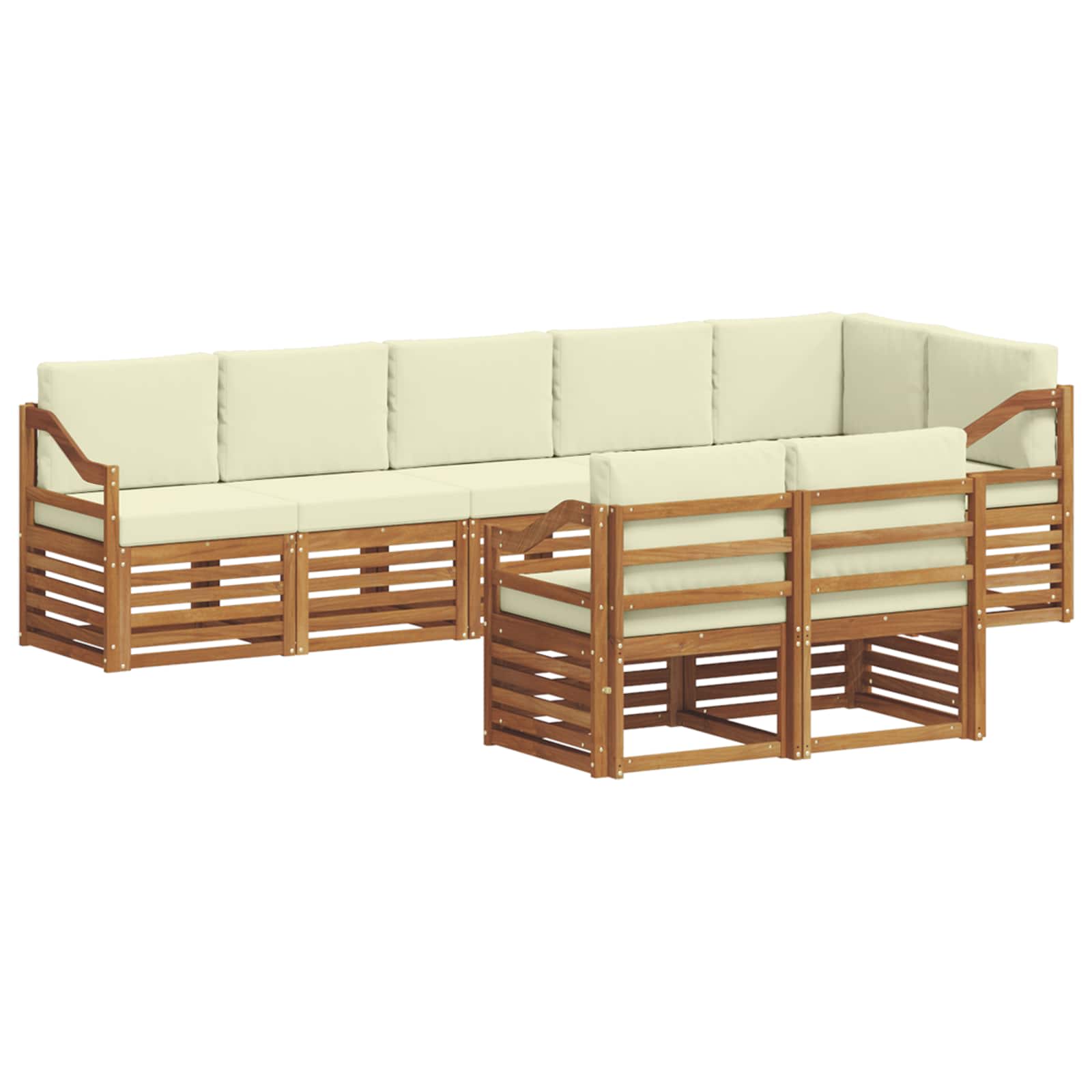 Zestawy sof 8 pcs Naturalny i Kremowy Lite Drewno Akacji