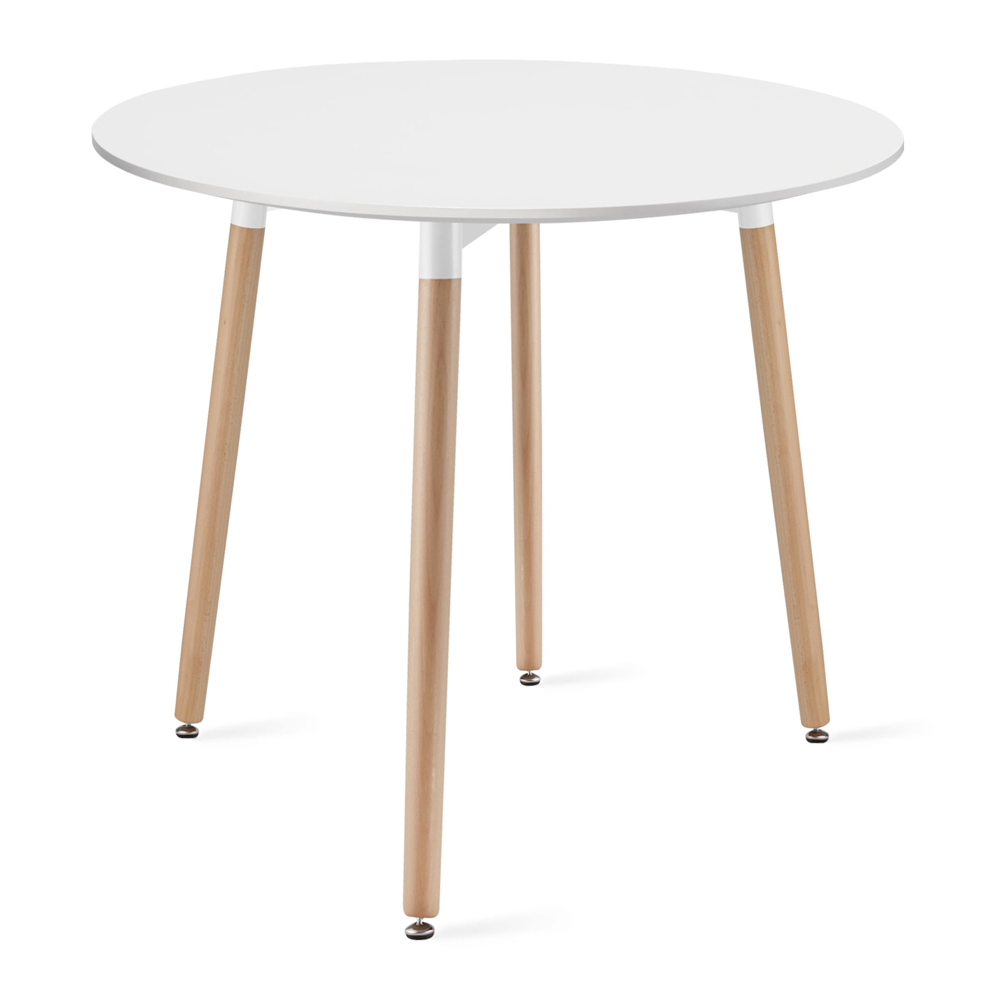 Stół okrągły Songmics 80cm - biały / naturalne nogi