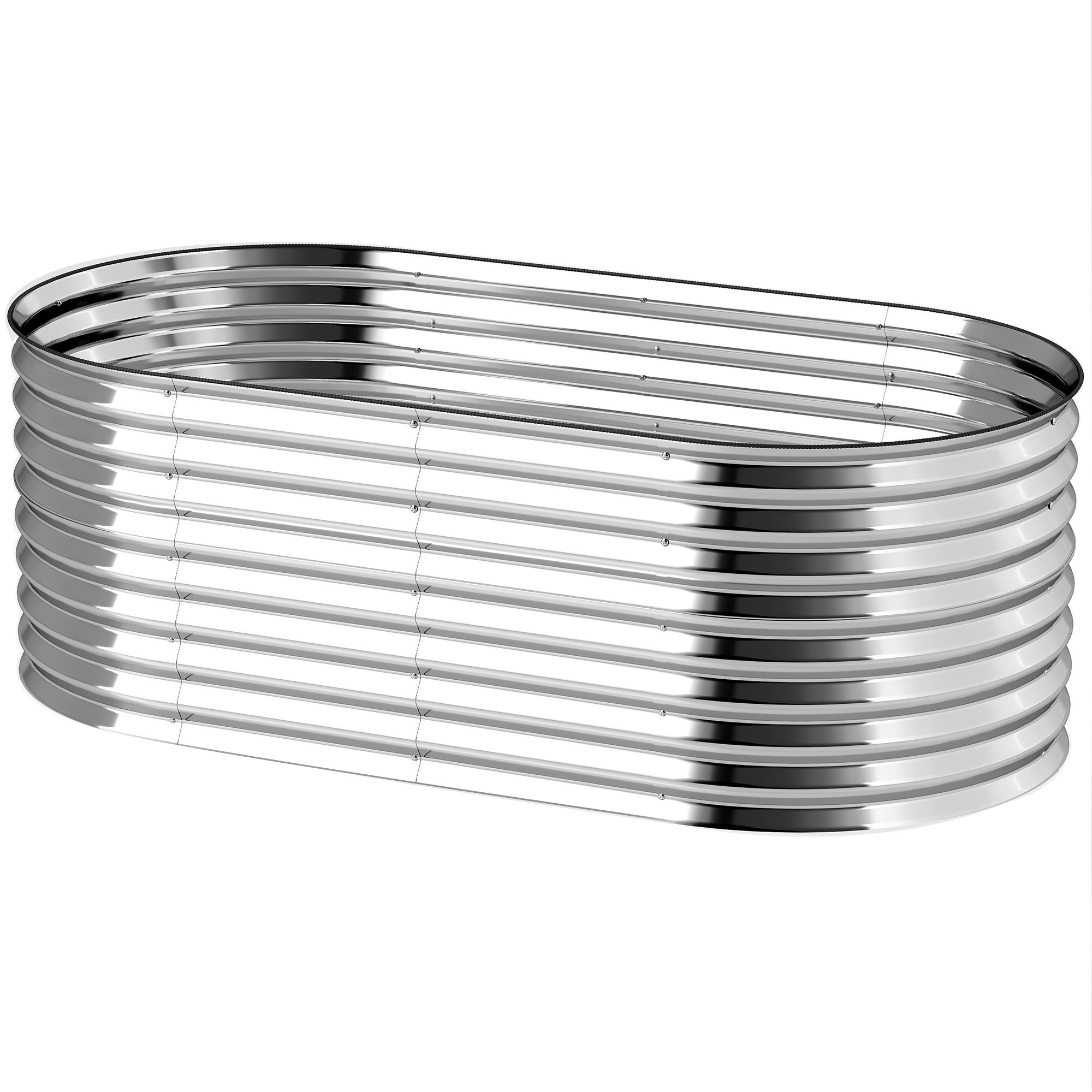Doniczka metalowa z rantem zabezpieczającym i rękawiczkami, otwarte dno, 160 cm (szer.) x 80 cm (gł.) x 56 cm (wys.), szara
