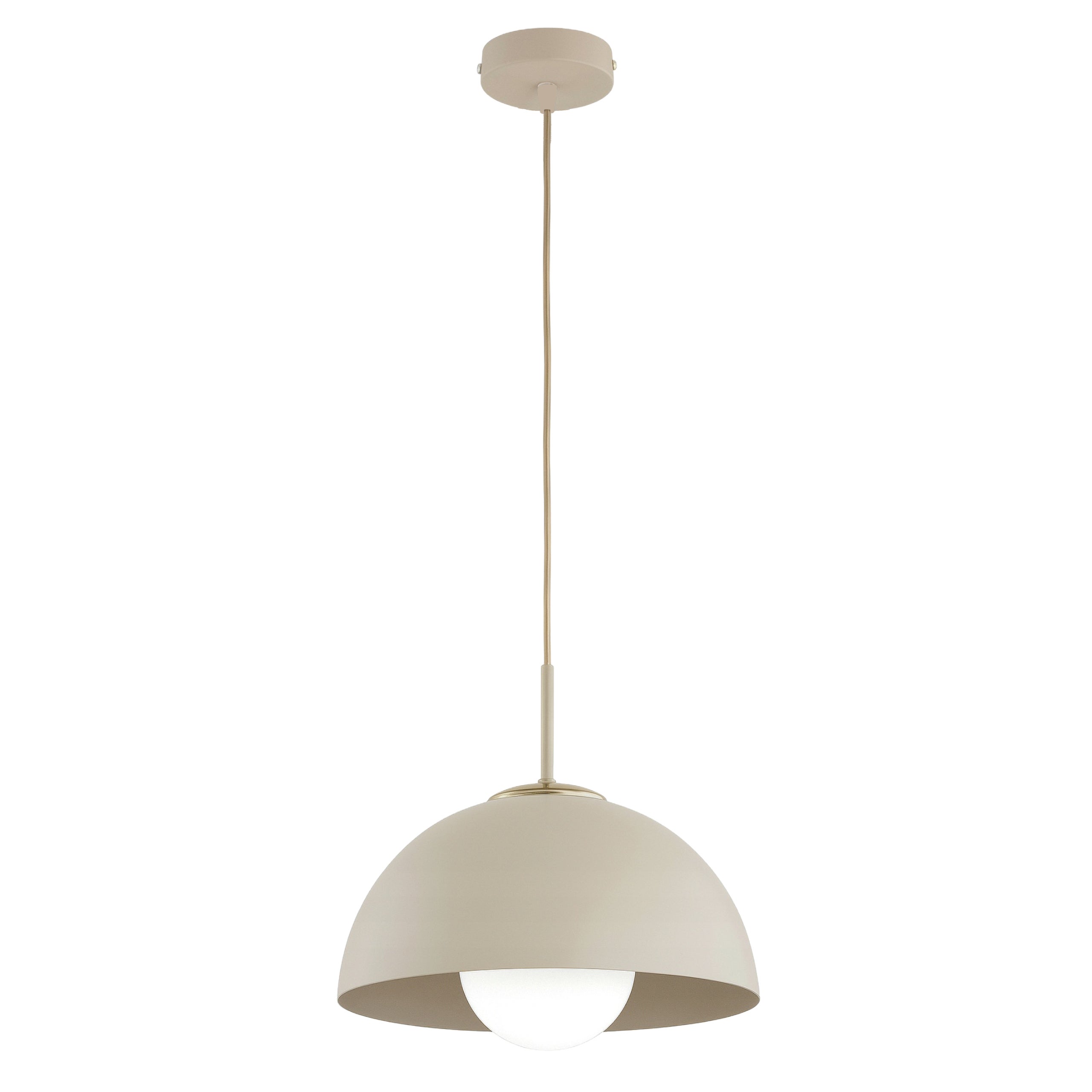 Lampa sufitowa wisząca E27 BEŻOWA Złota Mleczny klosz Żyrandol z regulacją Kaszmir - LEDHOFF