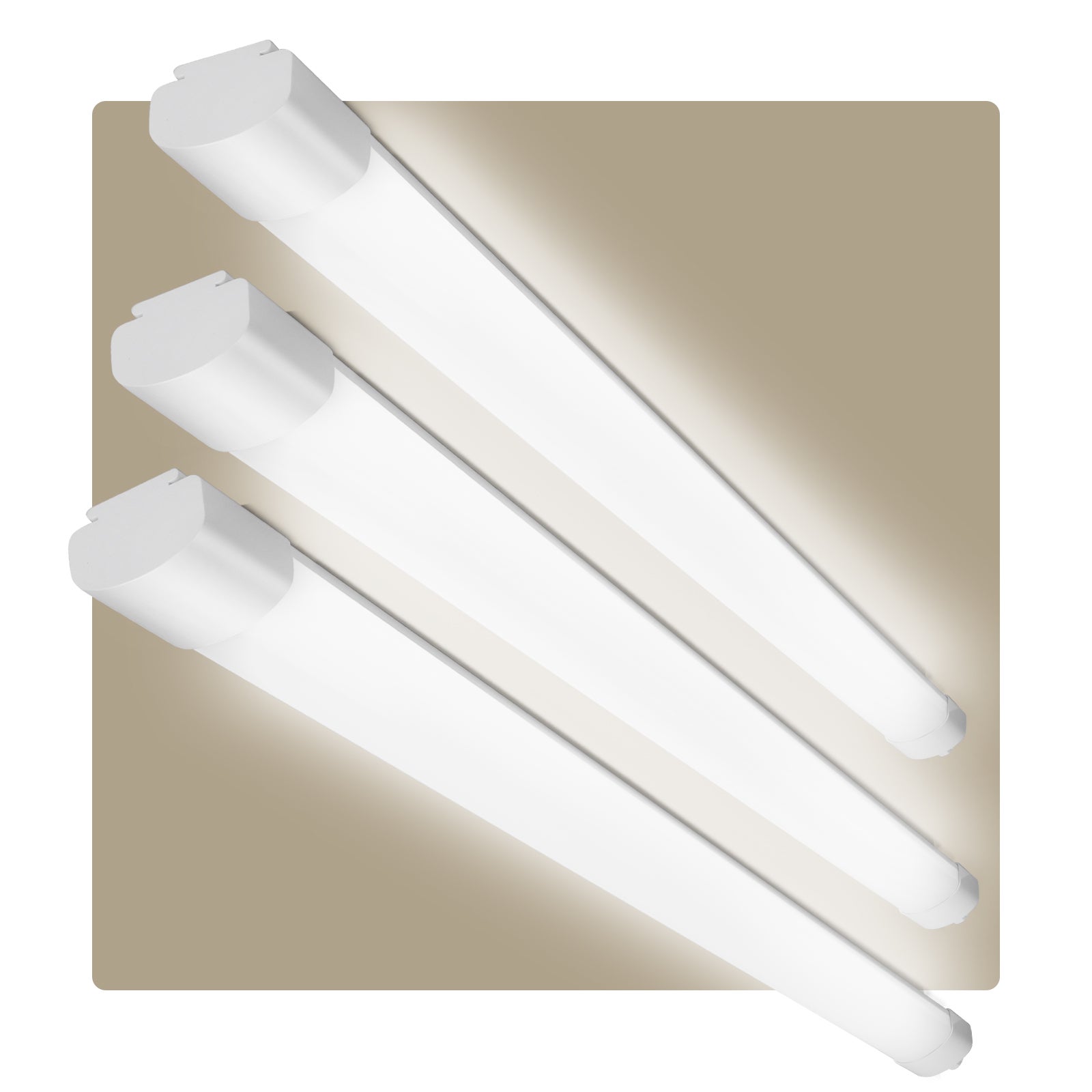 LOVHAUS Zestaw 3 Sufitowych Lamp LED do Łazienki 150CM, 4950LM, Podłączane Oświetlenie Rurowe LED Biały Neutralny IP65 do Warsztatu, Magazynu, Garażu