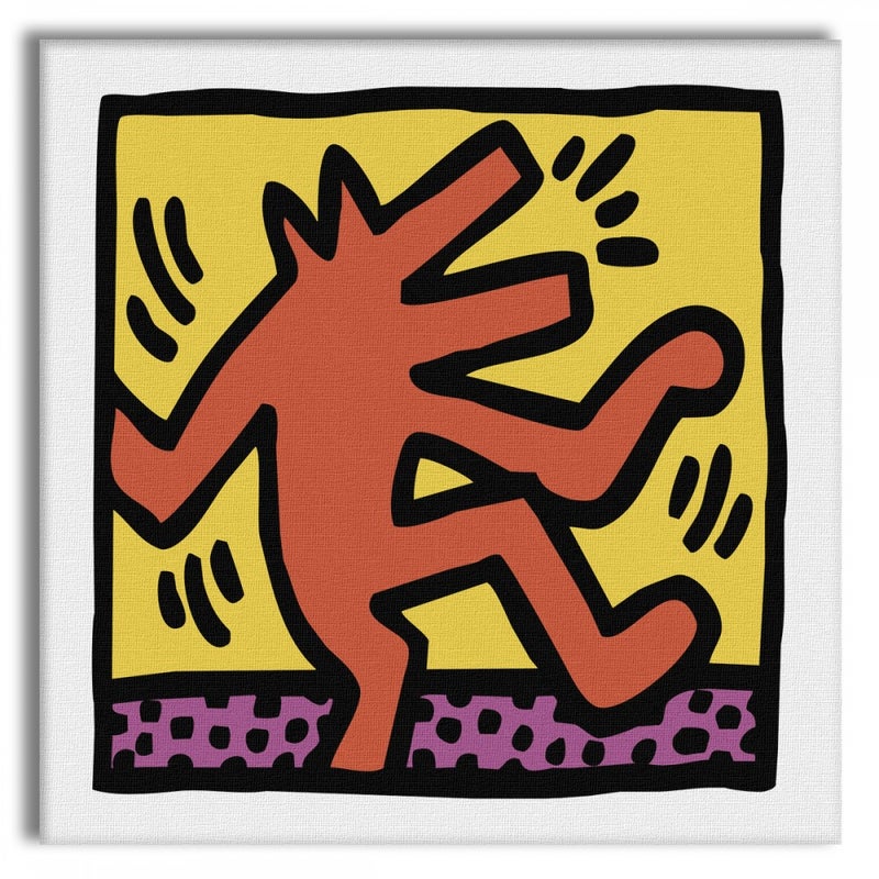 HARING - TAŃCZĄCY PIES - Płótno na drewnianej ramie 80x80 cm