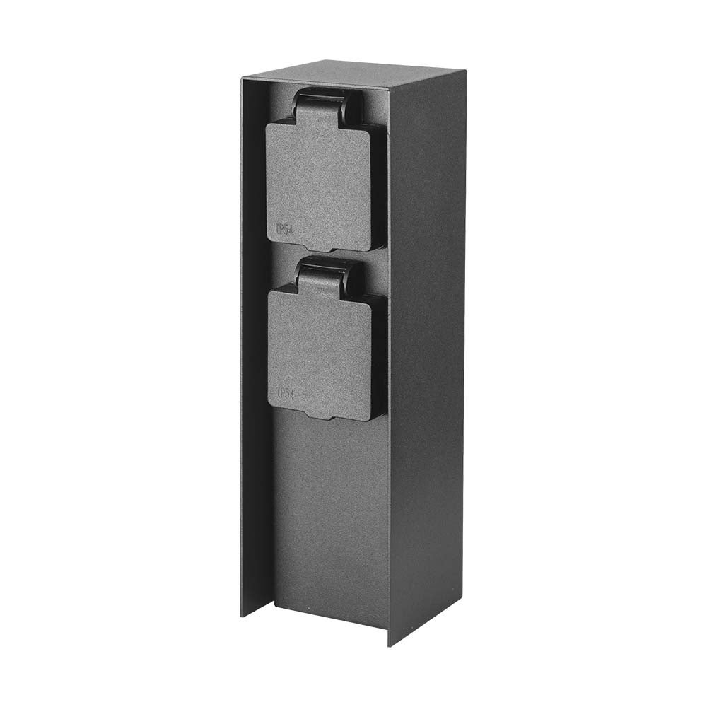 Słupek ogrodowy zasilający elektryczny grafit 2 gniazda 2x16A 23cm 3600W IP54 V-TAC