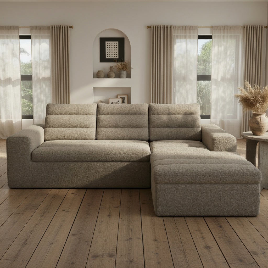 Narożna sofa w kształcie litery L, z serii „Cloud”, z możliwością dowolnego łączenia, wykonana z sztruksu, w kolorze pomarańczowym