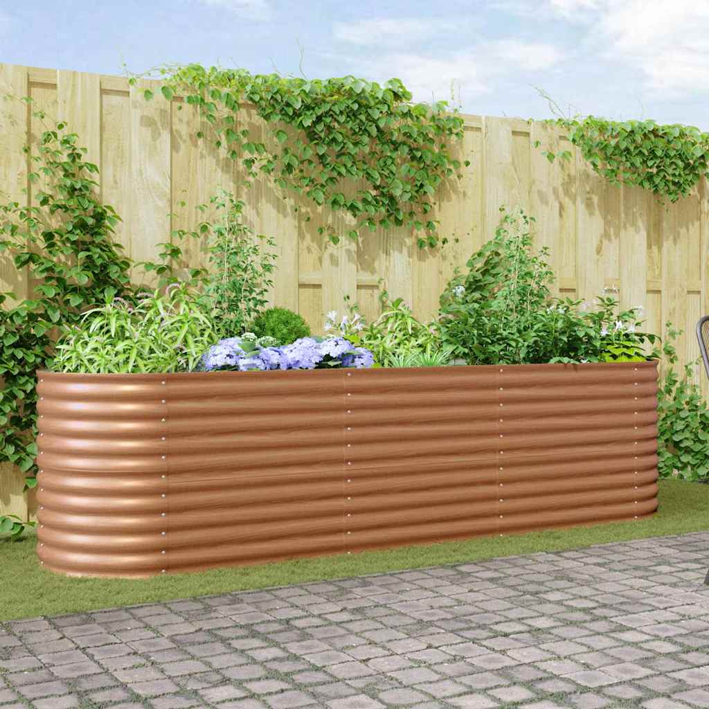 Podniesiony grządka Brązowy 320 x 80 x 81 cm Stal vidaXL