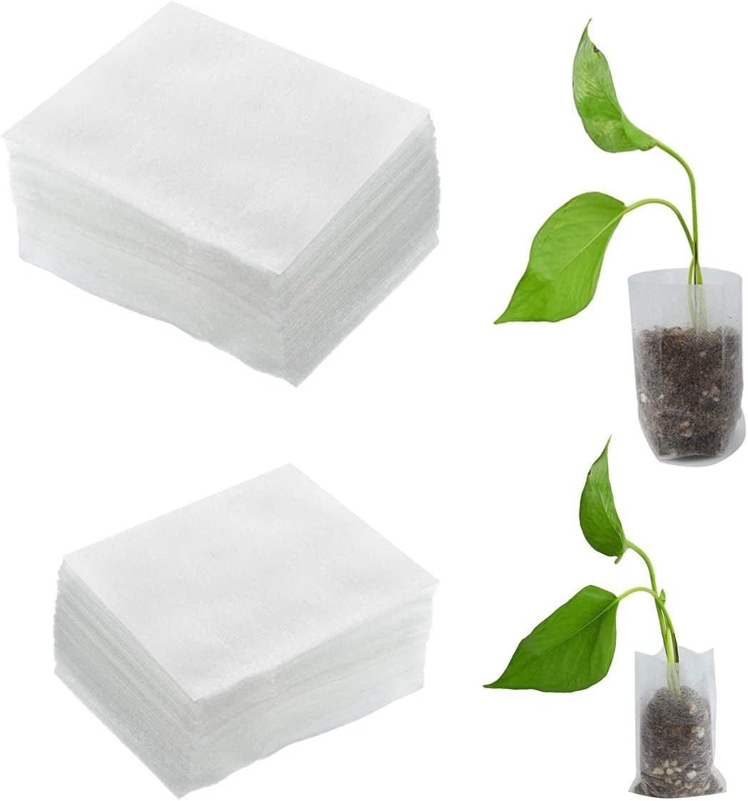 200 szt. Worki do Sadzenia Roślin Torba do Uprawy Siewek Torba Szkółkarska Torba na Rośliny z Włókniny (2 rozmiary) 10*12cm, 16*14cm, Biały