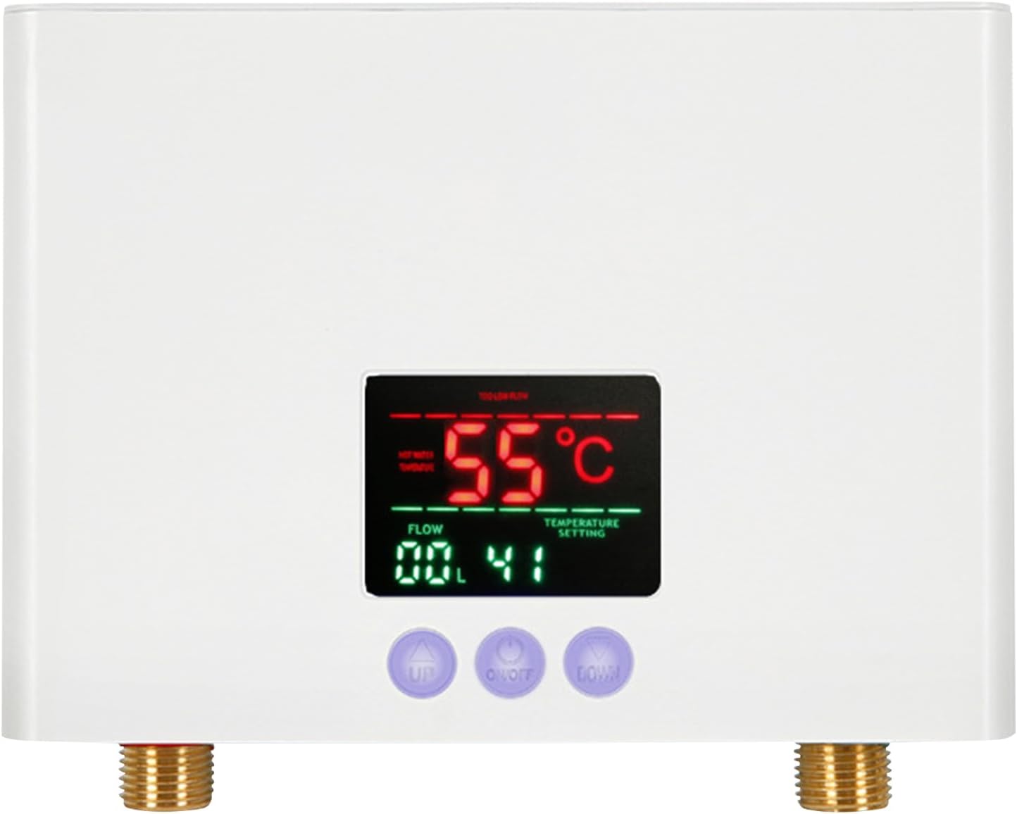 Miniaturowy podgrzewacz wody z wyświetlaczem LED i regulacją temperatury, odpowiedni do kuchni, 220 V 5500 W, biały (1 sztuka, 22,3 x 6,5 x 17,5 cm)