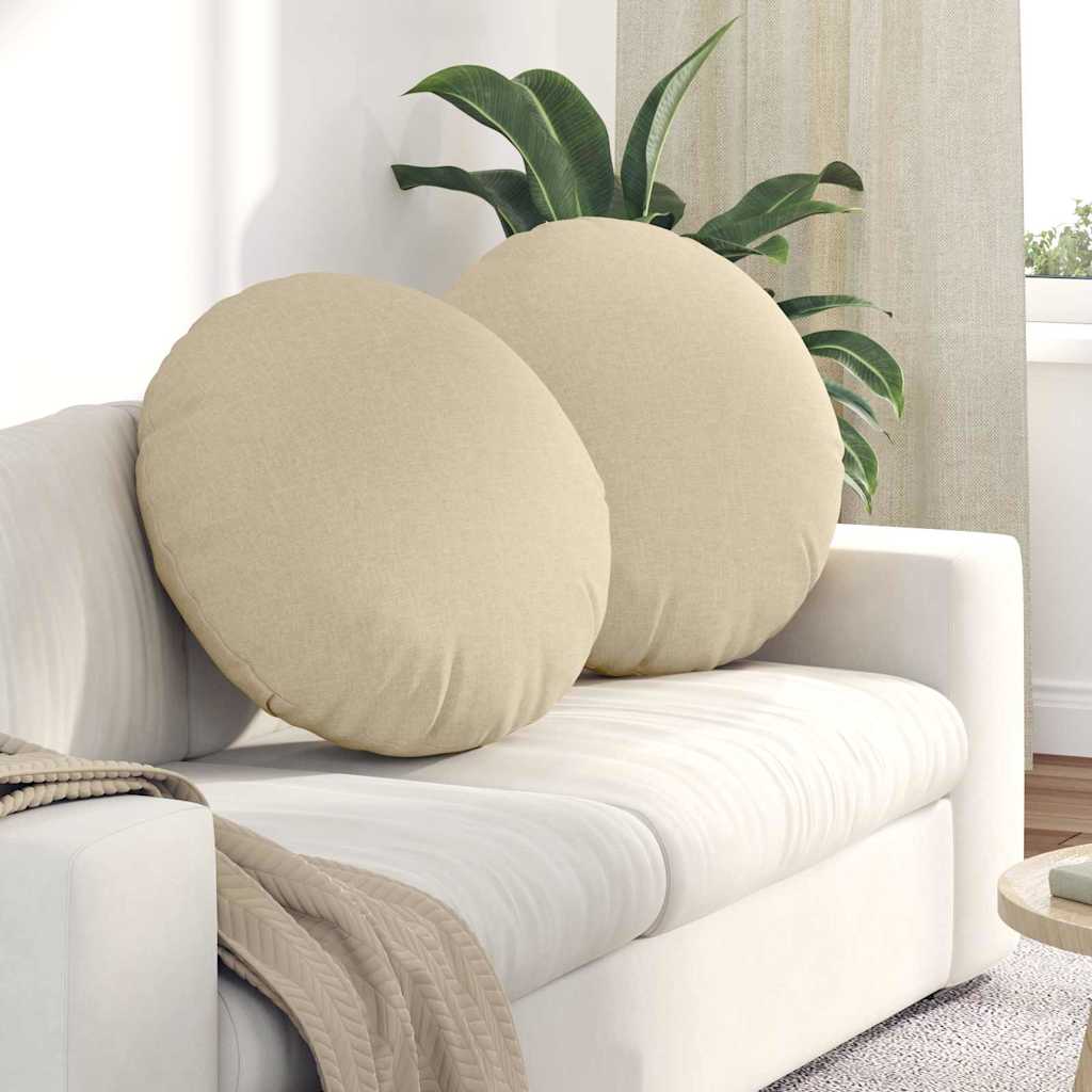 Poduszki na siedziska 2 pcs Kremowy Ø60 x 21 cm tkanina vidaXL