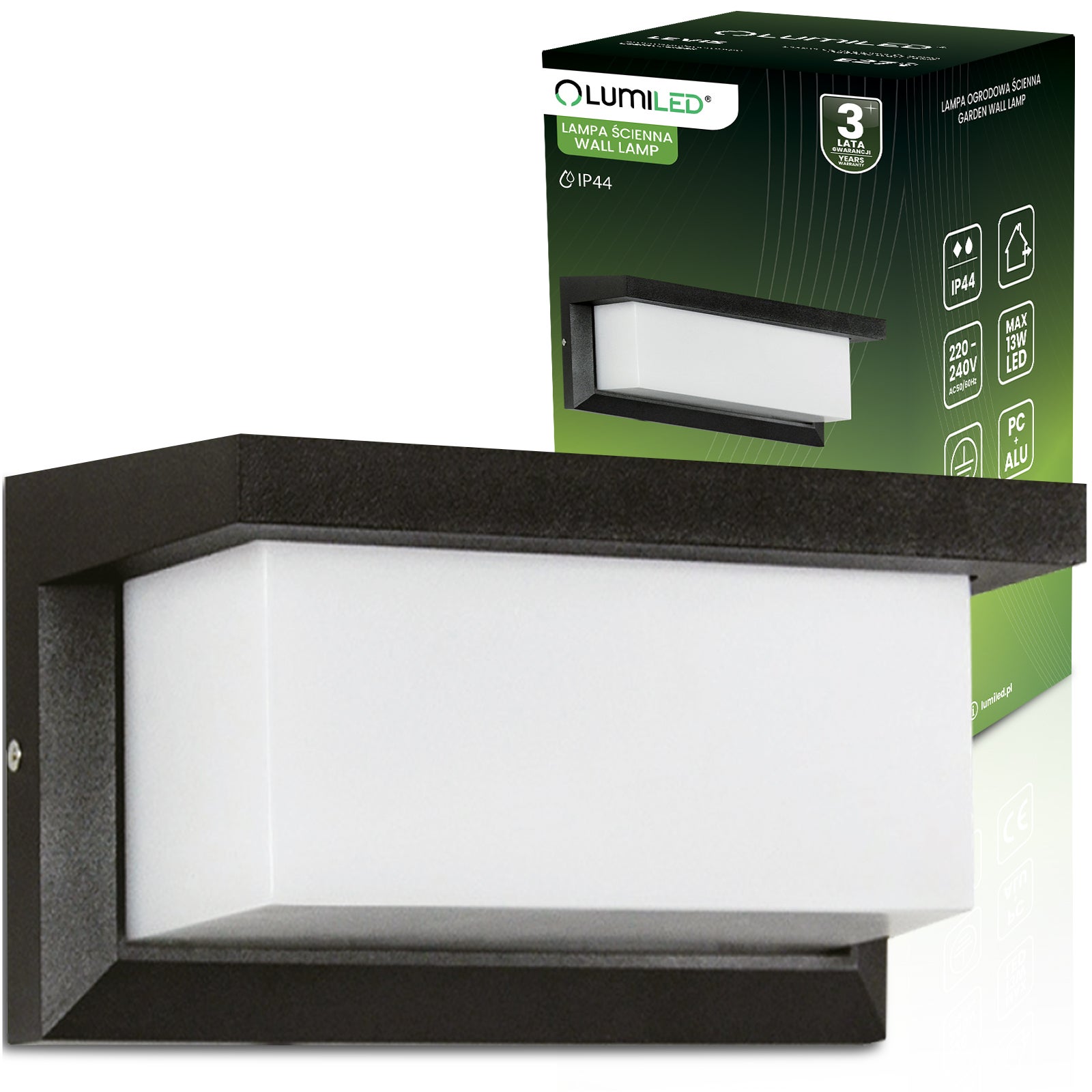 Lampa Ogrodowa Lumiled Kinkiet Elewacyjny E27 Prostokątny 1 szt.