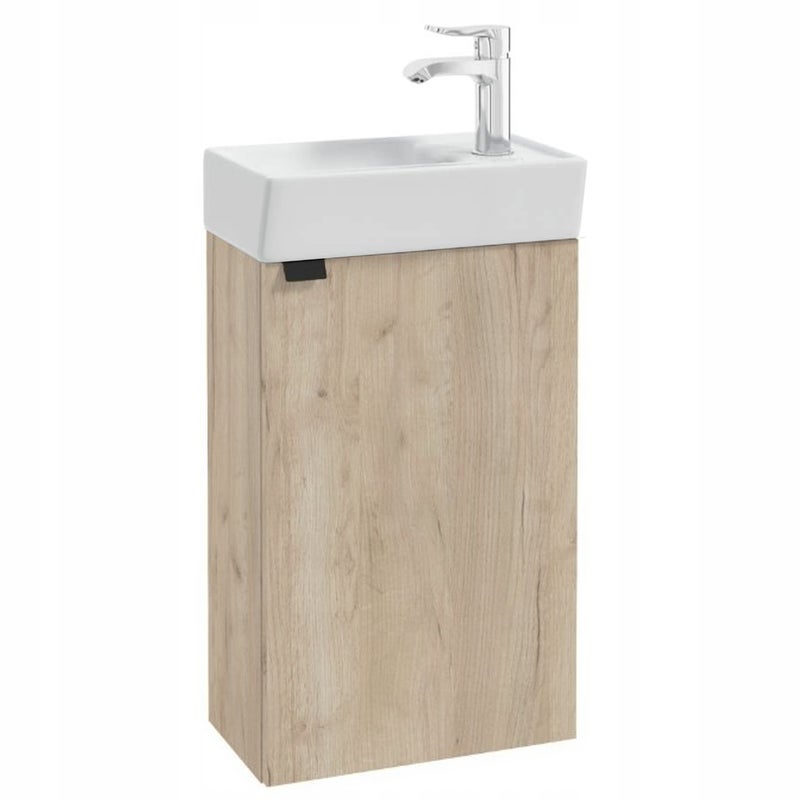 Szafka Łazienkowa 40 x 22 cm z Umywalką Wisząca Dąb Vicenza Jasny Mat