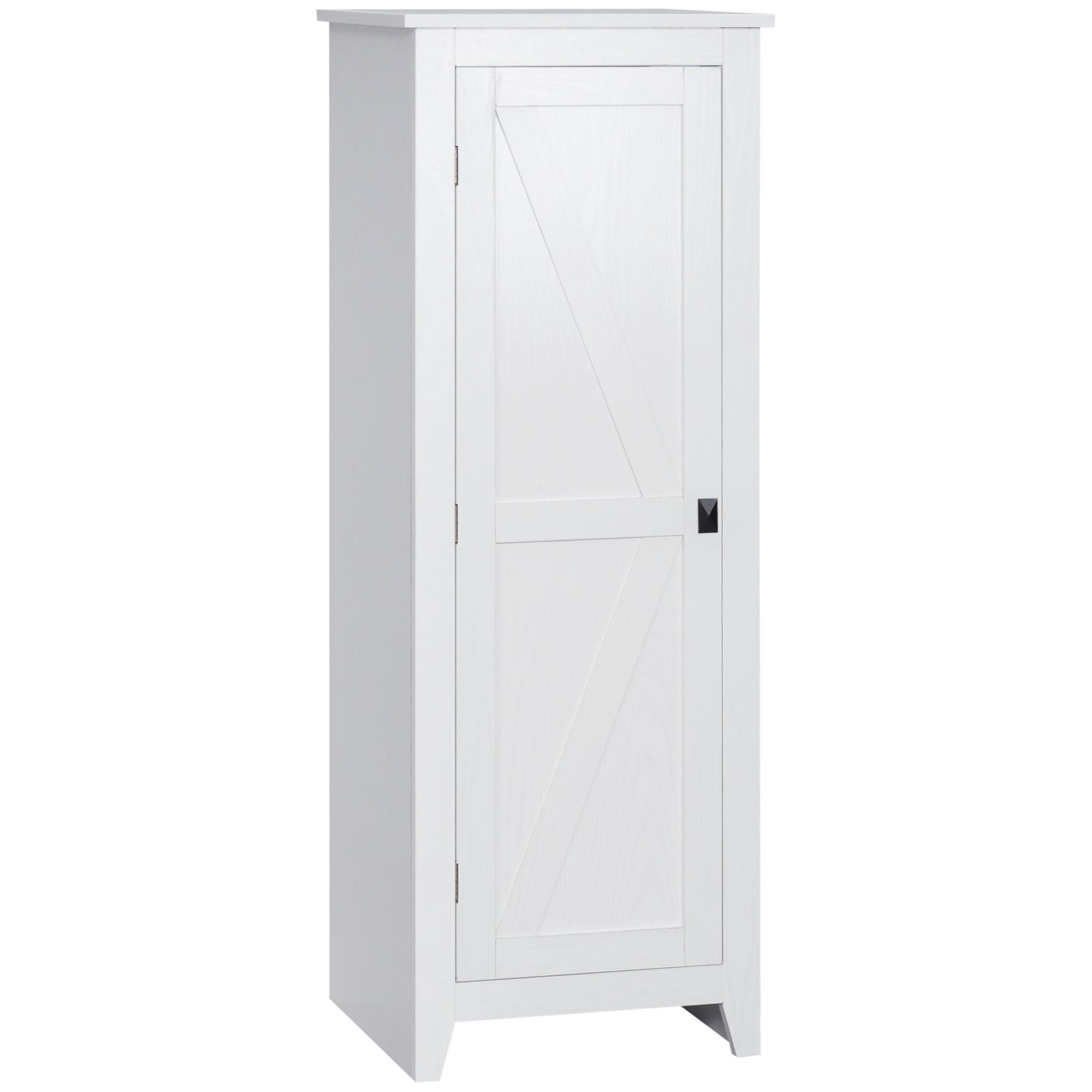 Szafka kuchenna bufetowa do łazienki, 3 regulowane półki, biały kolor drewna, wys. 120 cm, oszczędność miejsca.
