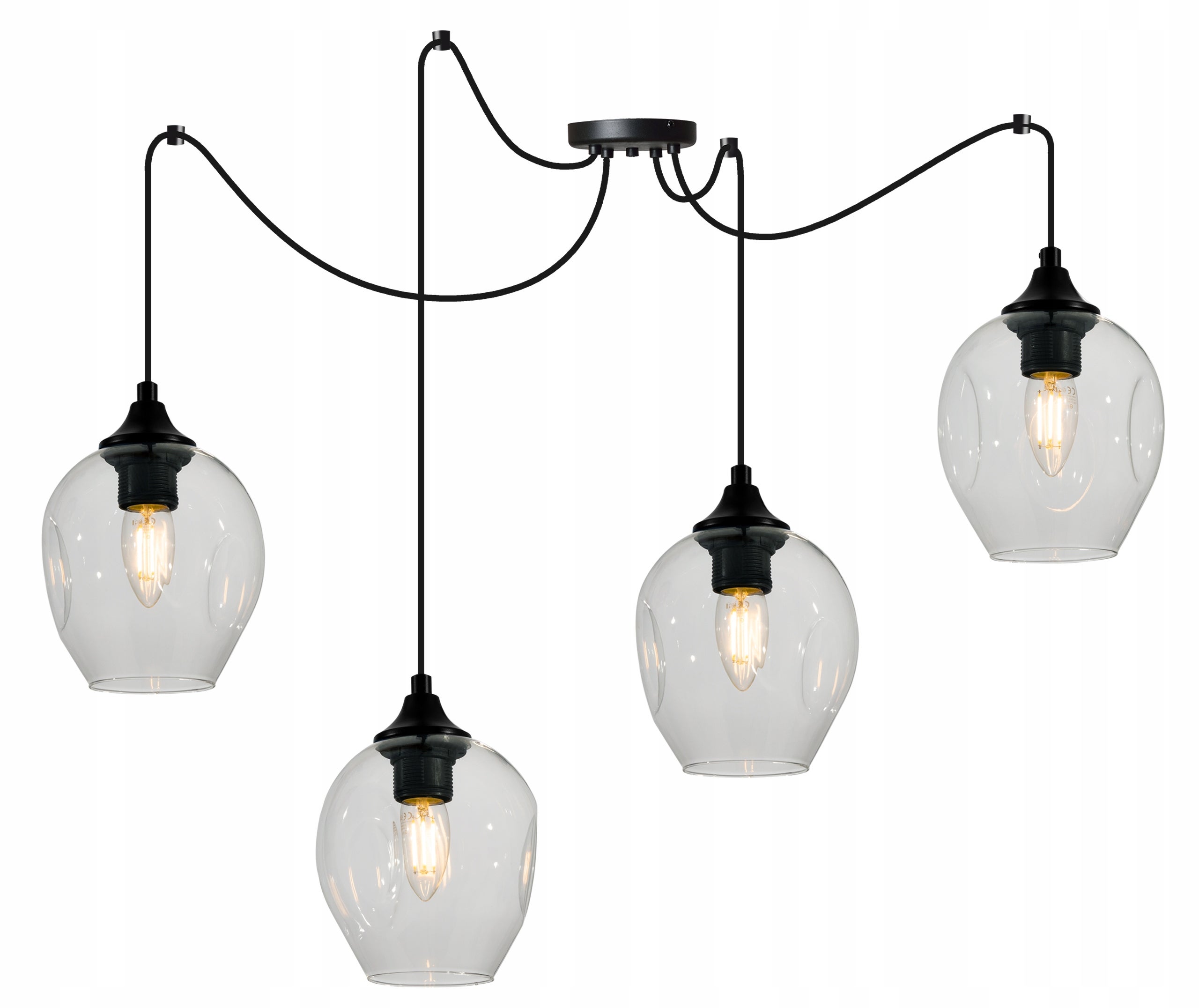 Lampa sufitowa wisząca Light Home LH Spider Prague Loft 4x E27 abażur kulisty przezroczysty