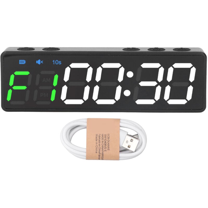 Timer gimnastyczny, przenośny timer interwałowy do treningu, duży wyświetlacz cyfrowy z magnesem, zielono-biały