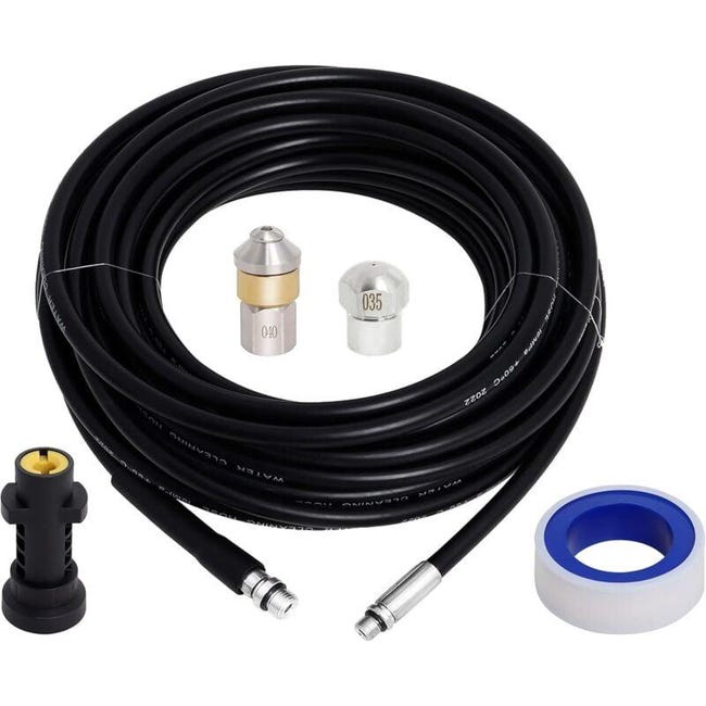 Wąż do czyszczenia odpływów 15 m, Karcher Auger kompatybilny z Karcher K2, K3, K4, K5, K6, K7, myjka wysokociśnieniowa 180 bar 60°C do udrażniania i
