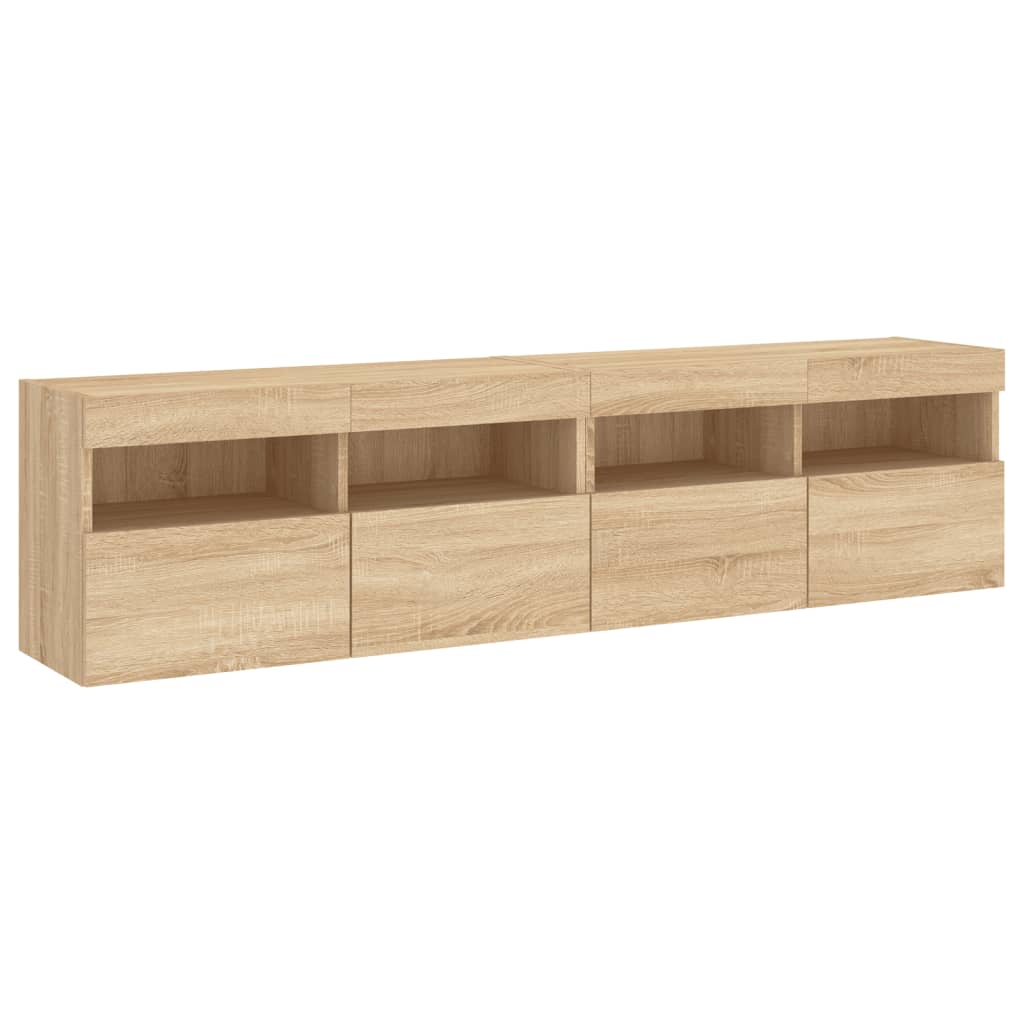 Ścienne szafki TV z LED, 2 szt., dąb sonoma, 80x30x40 cm