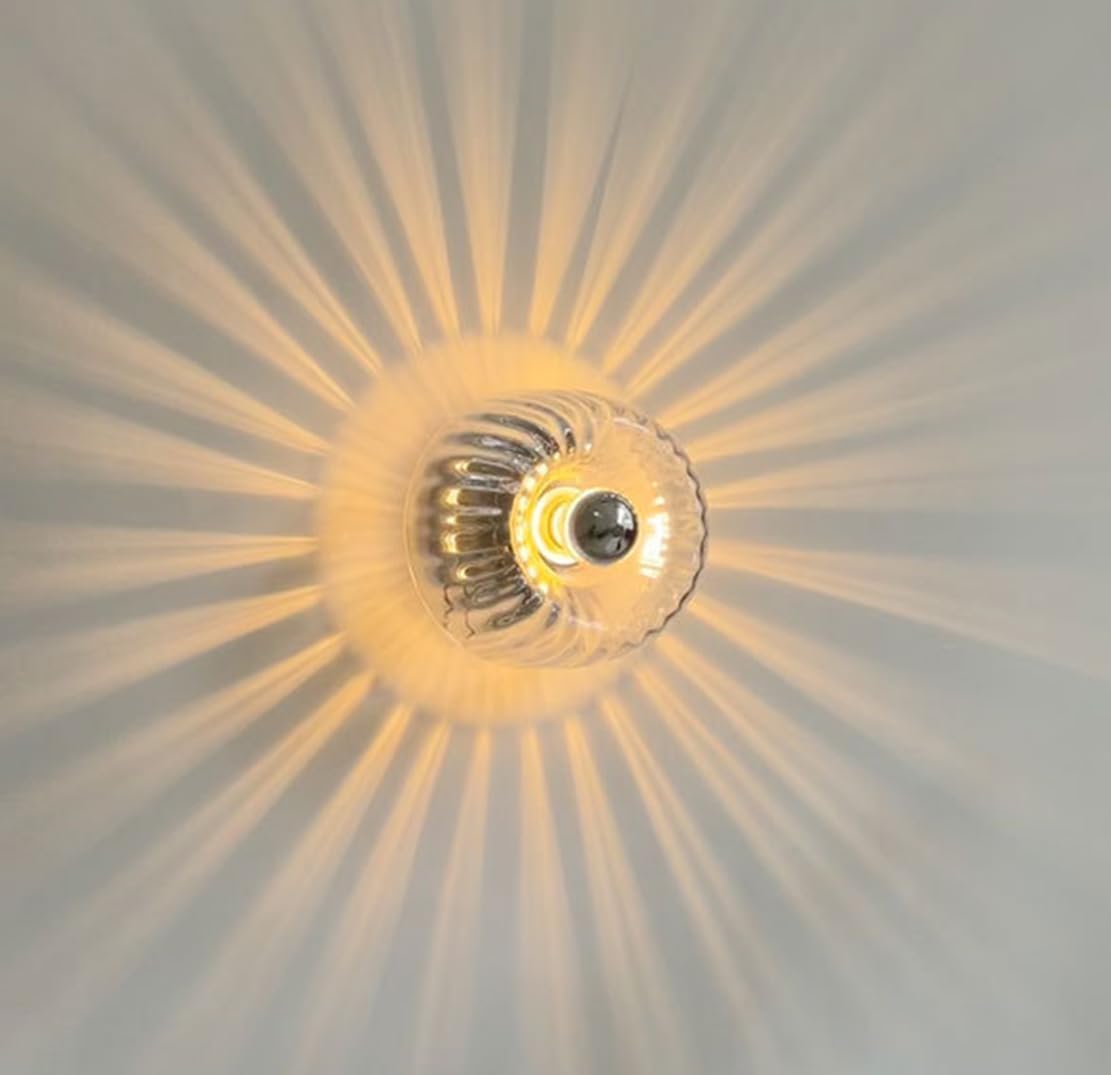 Kinkiet w stylu nordyckim, proste lampy ścienne do salonu lub sypialni, retro szklana lampa ścienna z tłem (złota)