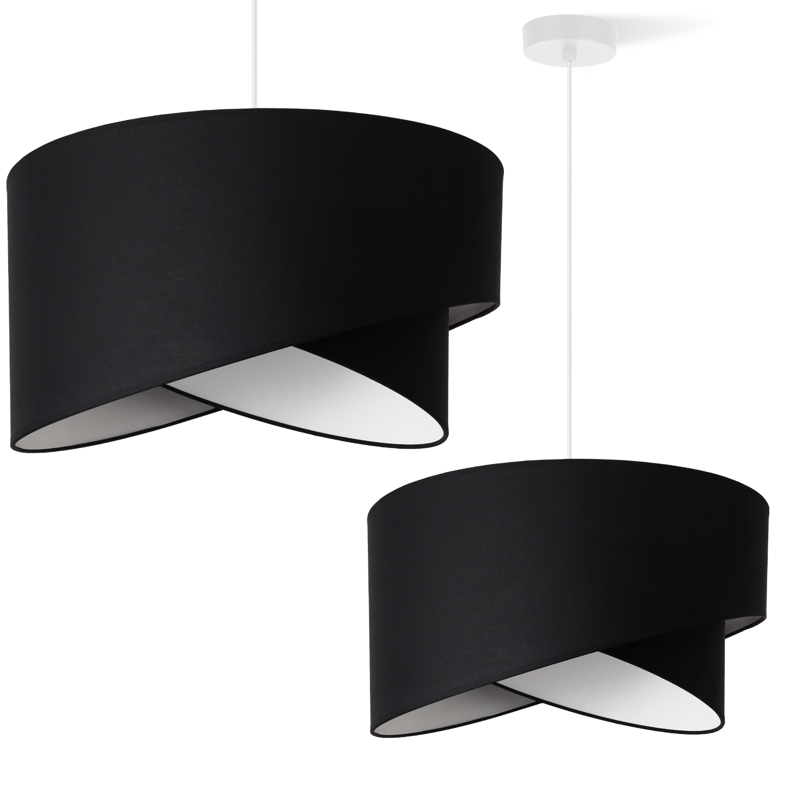 Lampa sufitowa wisząca Light Home LH Gaja 1xE27 abażur skos biały/czarny