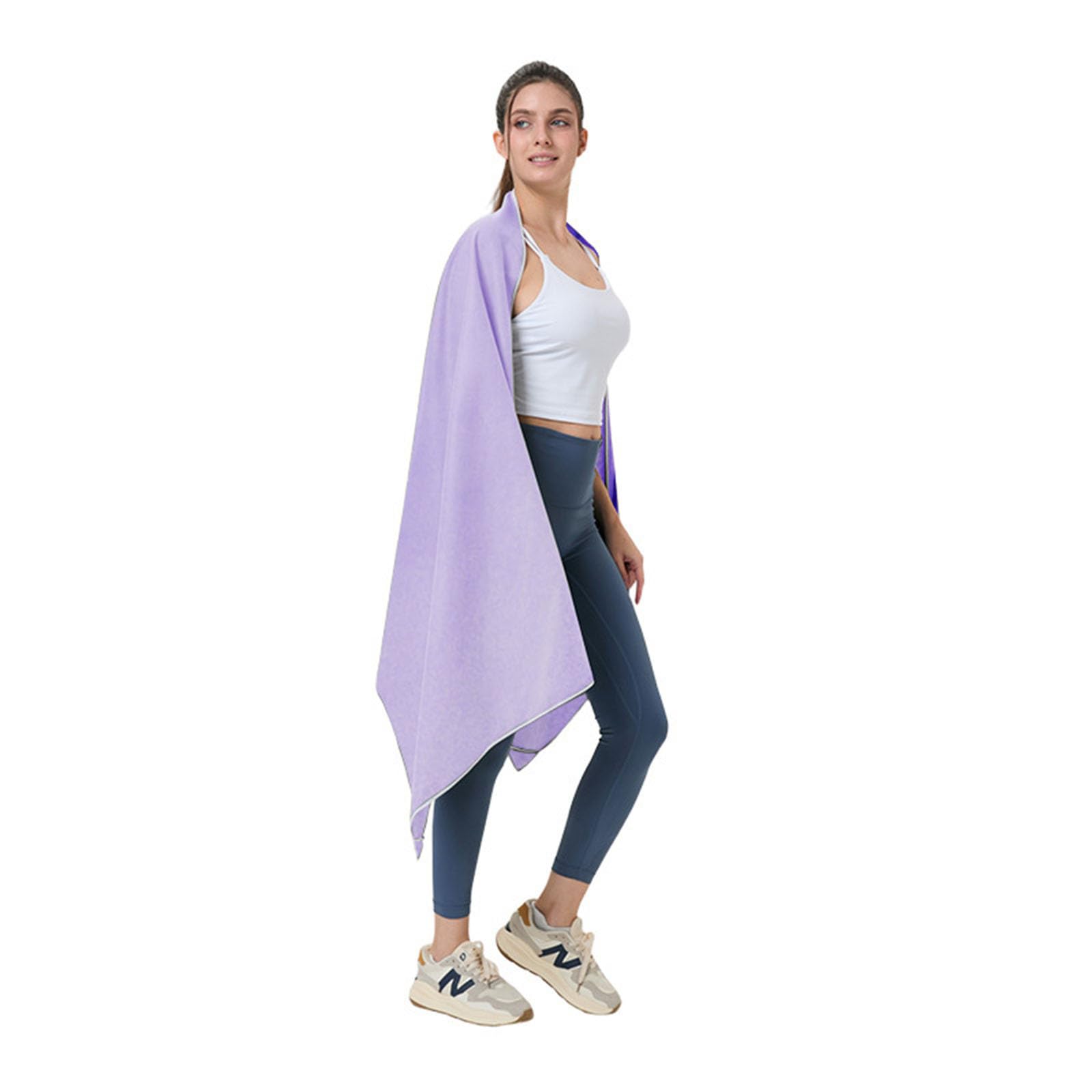 Jasny fiolet – Ręcznik plażowy z mikrofibry 76x190 cm z zamkiem magnetycznym, szybkoschnący, lekki i chłonny, idealny na plażę, basen, saunę, sport