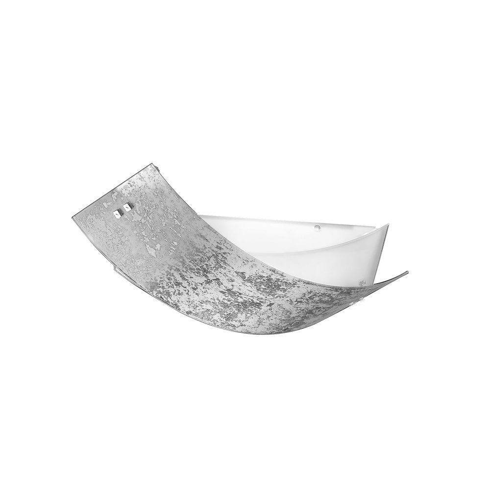 Camilla - Srebrna lampa sufitowa 2XE27 max 2X70W IP20 - Nowoczesna lampa ścienna ze srebrnym szklanym kloszem i białą ramką 63,5x39cm