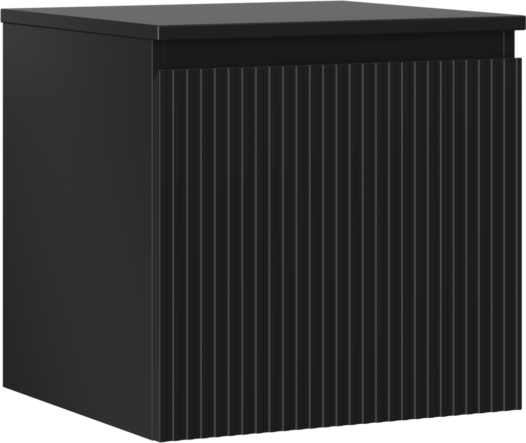 Mexen Rivel szafka łazienkowa podumywalkowa 50 cm z blatem, 1 szuflada, ryflowana , czarna mat - 91A20-05047-1-BFC71