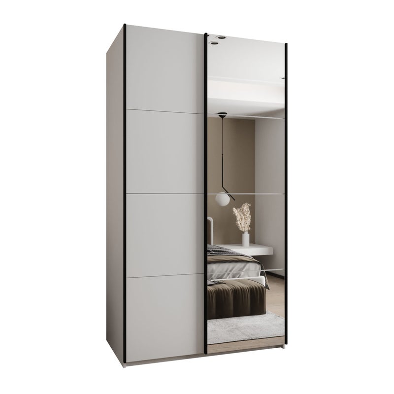 Szafa przesuwna wysoka Lux 3 130 x 64 x 245,5 cm biały + biały + u. czarny - Abiks Meble