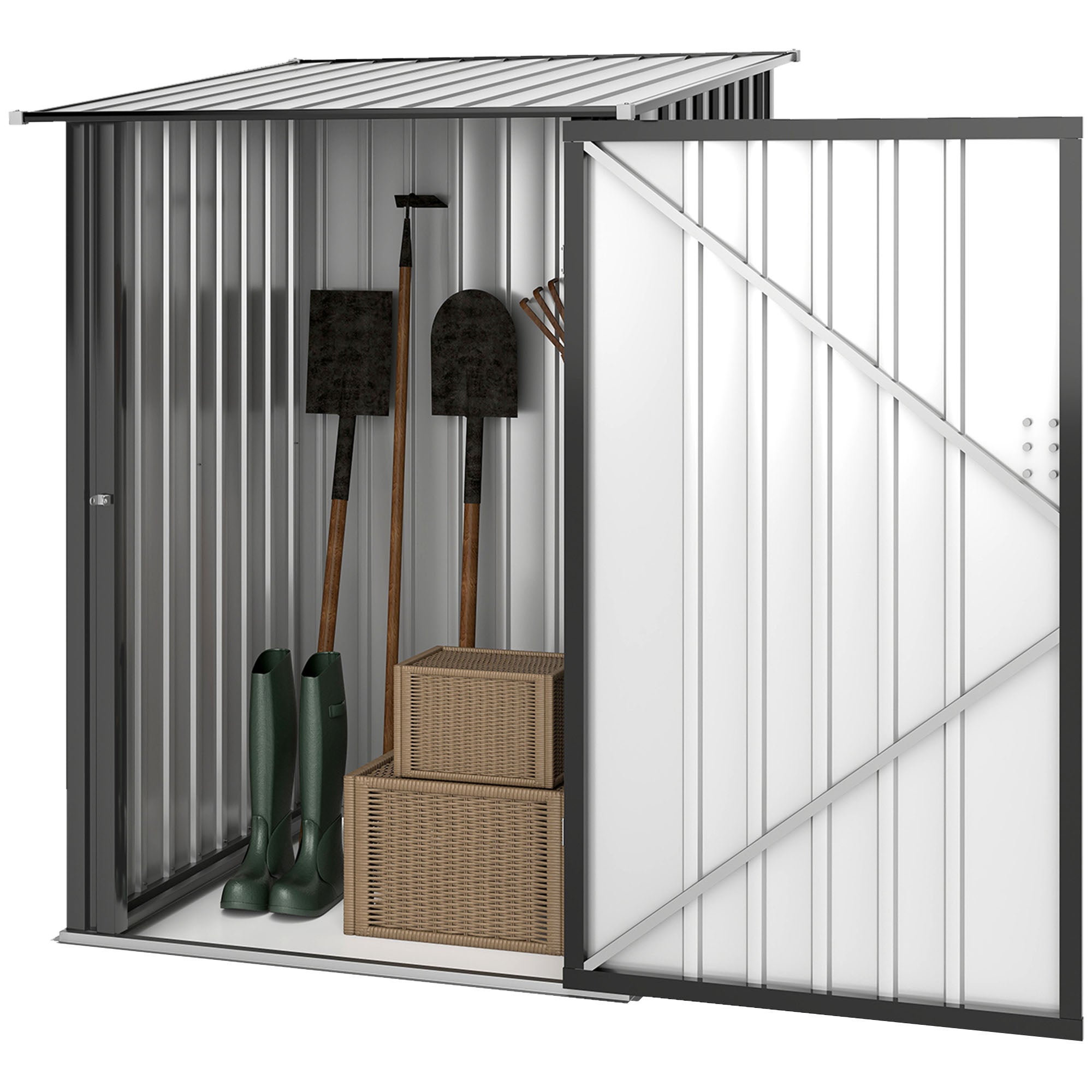 Domek ogrodowy stalowy 100 x 103 x 160 cm Ciemnoszary