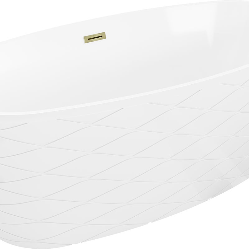 Mexen Olea wanna wolnostojąca wzór 170 x 80 cm, biała, przelew złoty - 52821708000-50