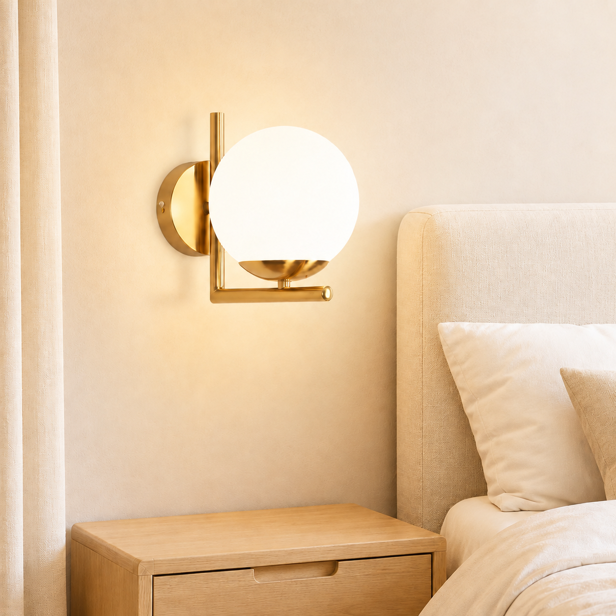 NETTLIFE Zestaw 2 sztuk Kinkiet Vintage Złota Szklana Kula E27 Lampa Ścienna Wewnętrzna do Sypialni na Schody