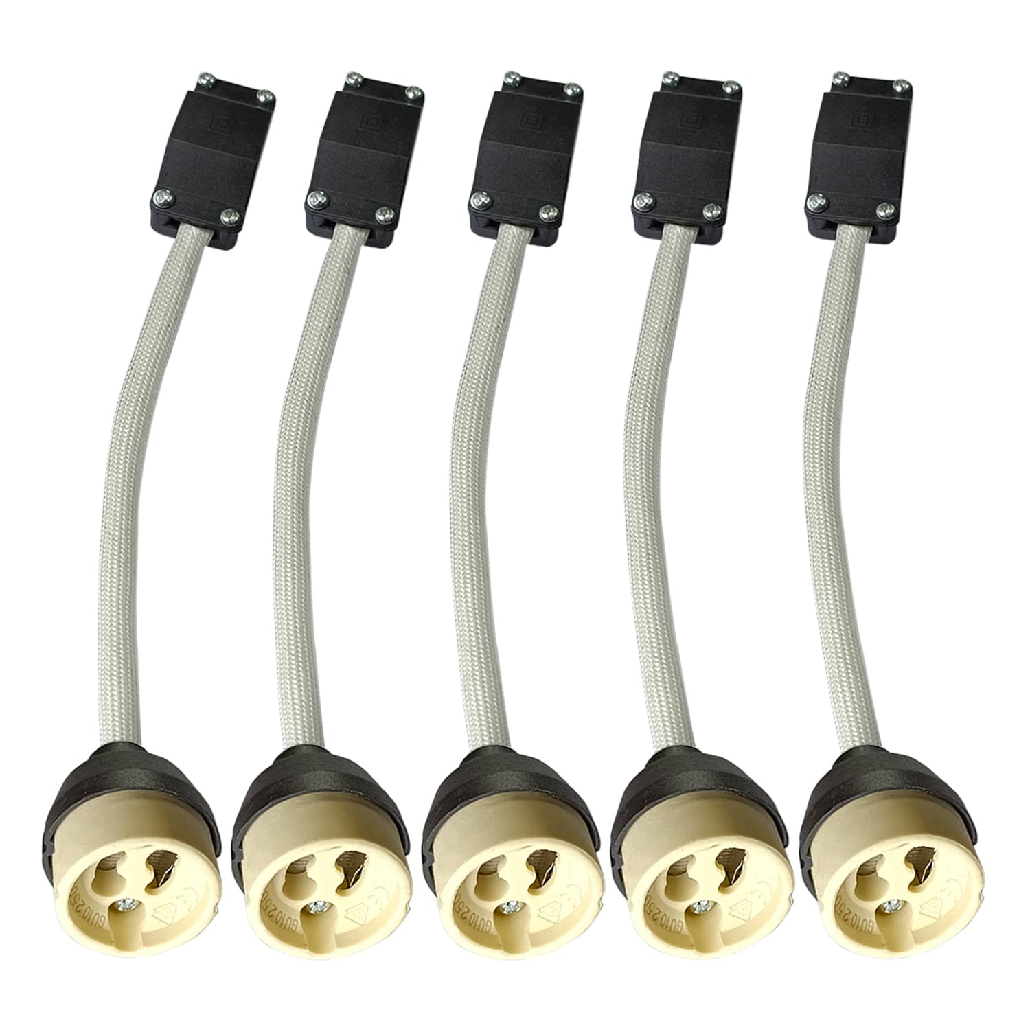 5x GU10, ceramiczne oprawki żarówkowe odporne na wysoką temperaturę, z puszką przyłączeniową, 0-250 V do żarówek LED