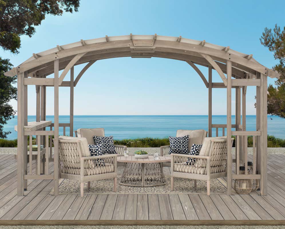 Pergola z drewna cedrowego DAJTI - 305cm x 427cm, szara