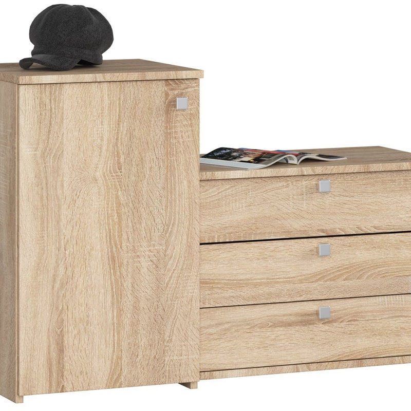 Szafka na buty AKORD S16 Dąb Sonoma 98,4 cm 4 drzwi kolor Dąb Sonoma mat 5 półek 98,4x33x68 cm