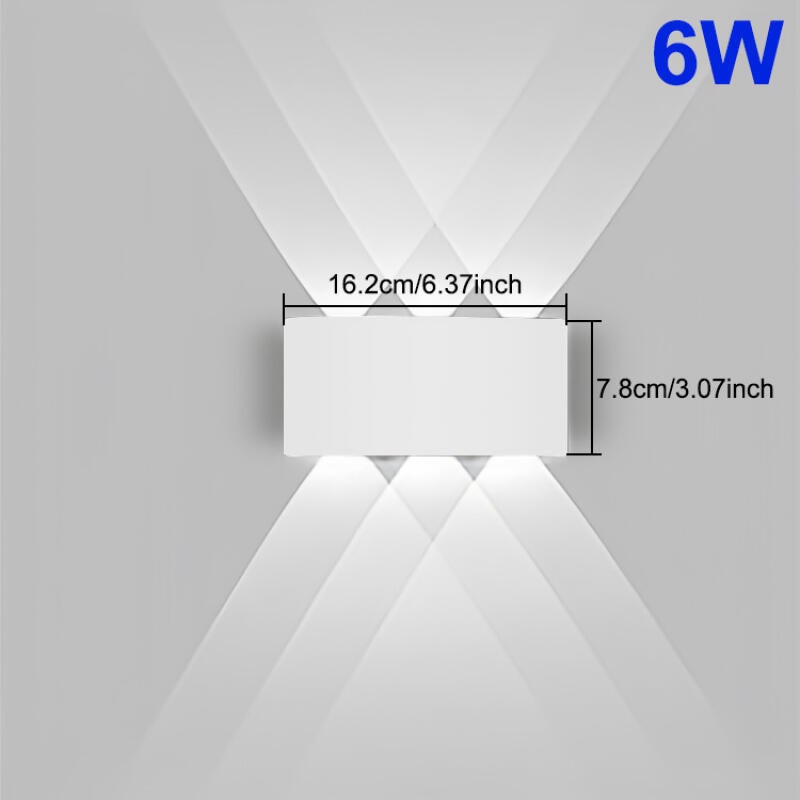 Kinkiet wewnętrzny LED 6W, aluminium białe - oświetlenie w górę i w dół, nadaje się do salonów, sypialni i korytarzy - światło białe.