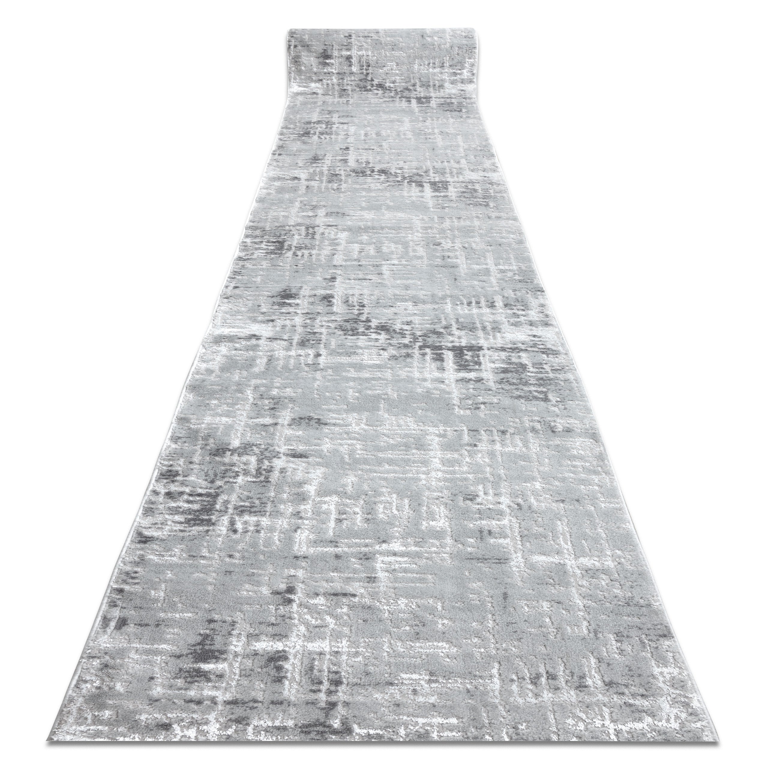 Chodnik Strukturalny MEFE 8722 dwa poziomy runa szary / biały 60 cm 60x590 cm
