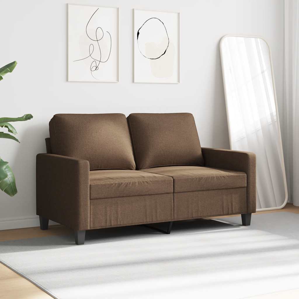 Sofa 2-osobowa, brązowa, 120 cm, tapicerowana tkaniną