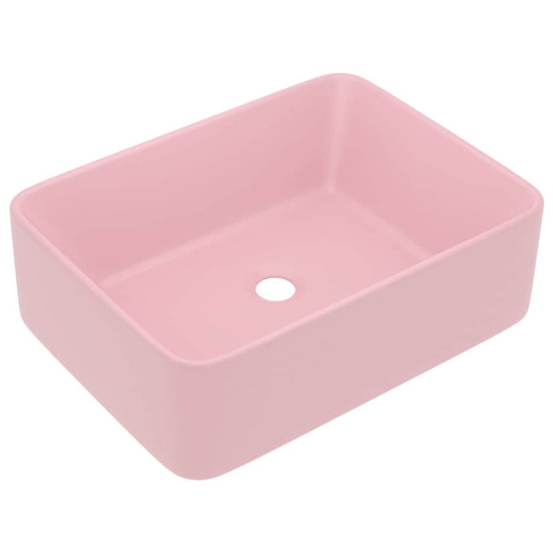 Umywalka Nablatowa Ceramiczna Prostokątna Różowa do Łazienki 41 cm