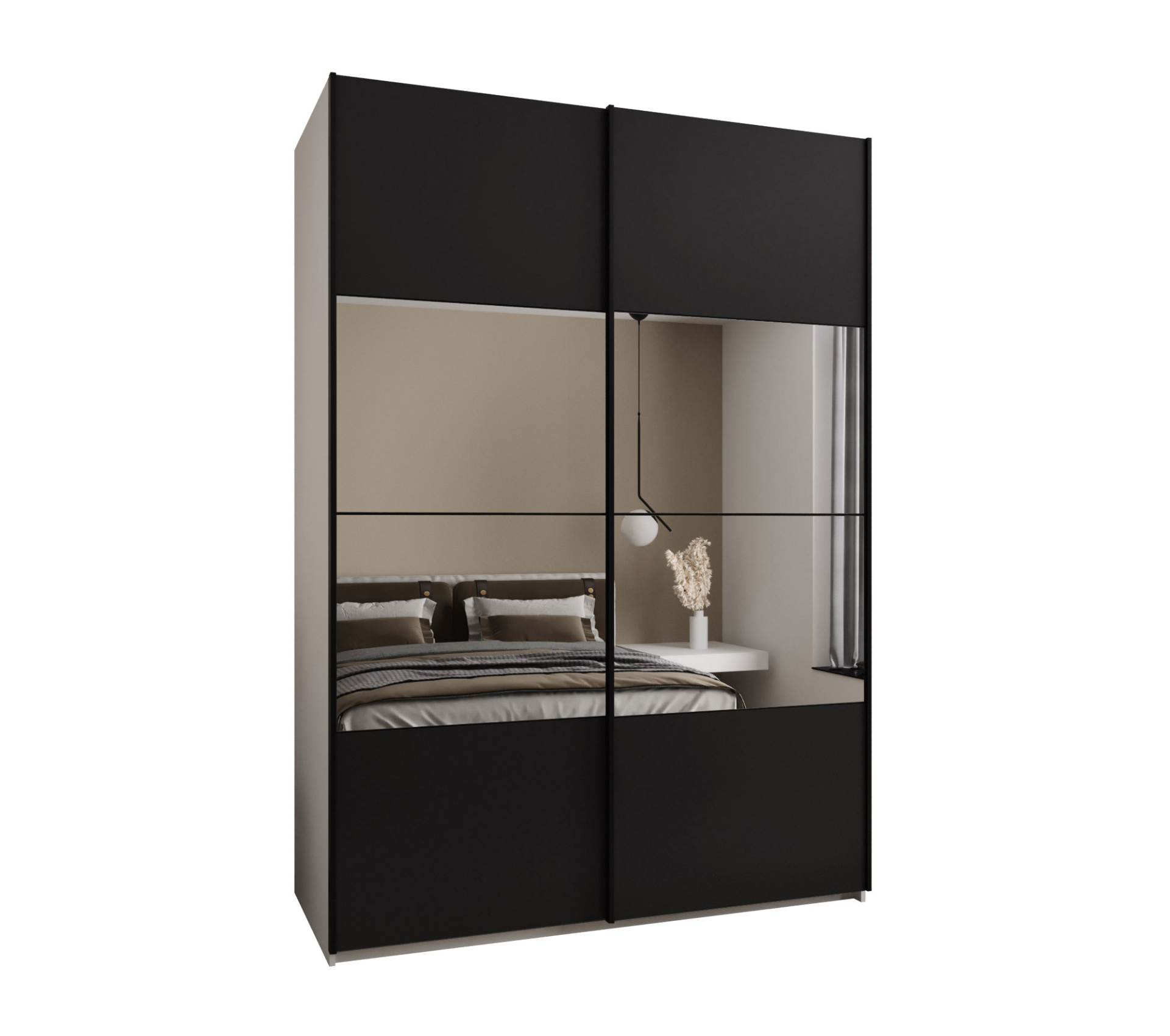 Szafa przesuwna wysoka Lux 4 180 x 64 x 245,5 cm biały + czarny + u. czarny - Abiks Meble