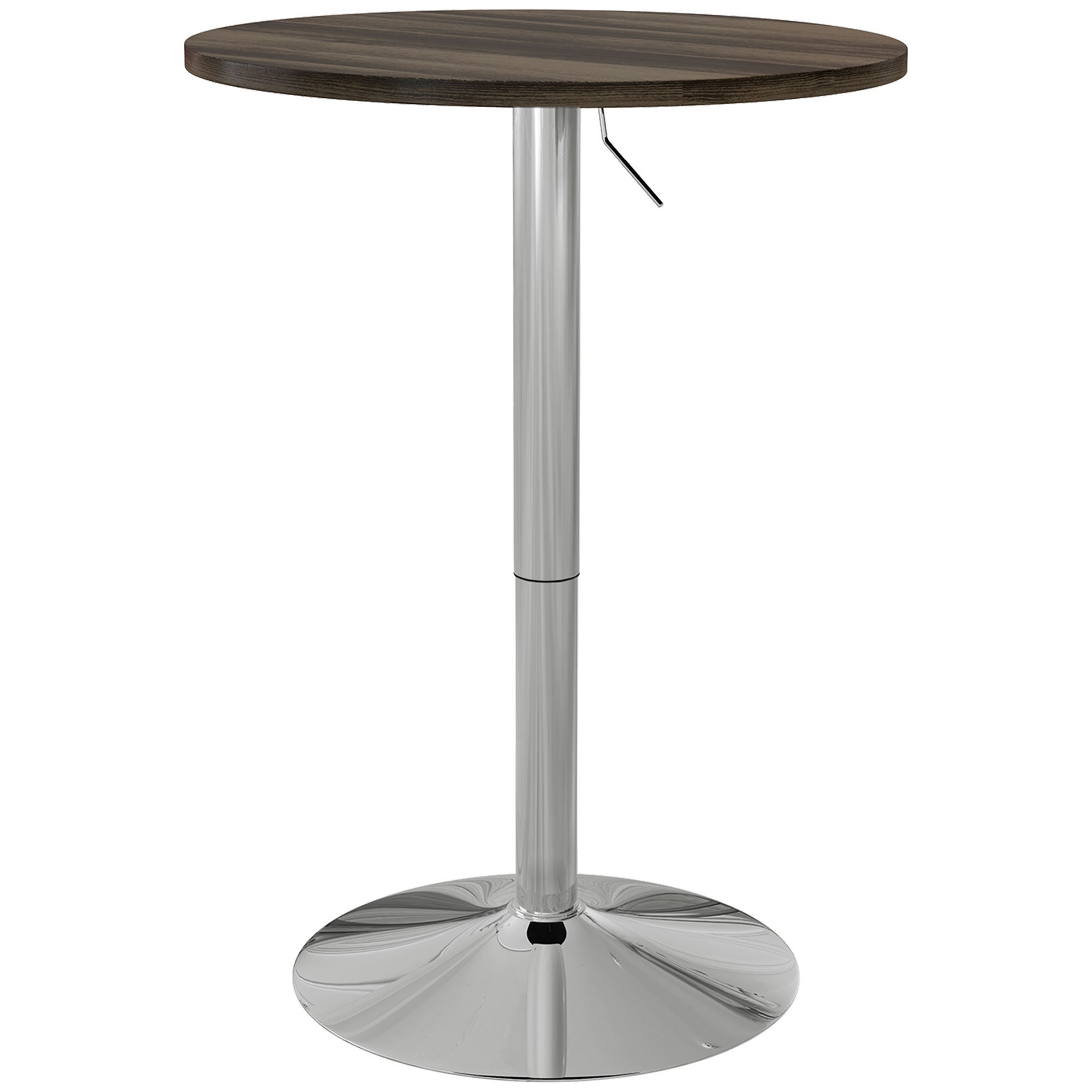 Wysoki stół kuchenny, okrągły stół barowy dla 2 osób, regulowana wysokość, blat obrotowy 360°, 60 x 60 x 91 cm, orzech