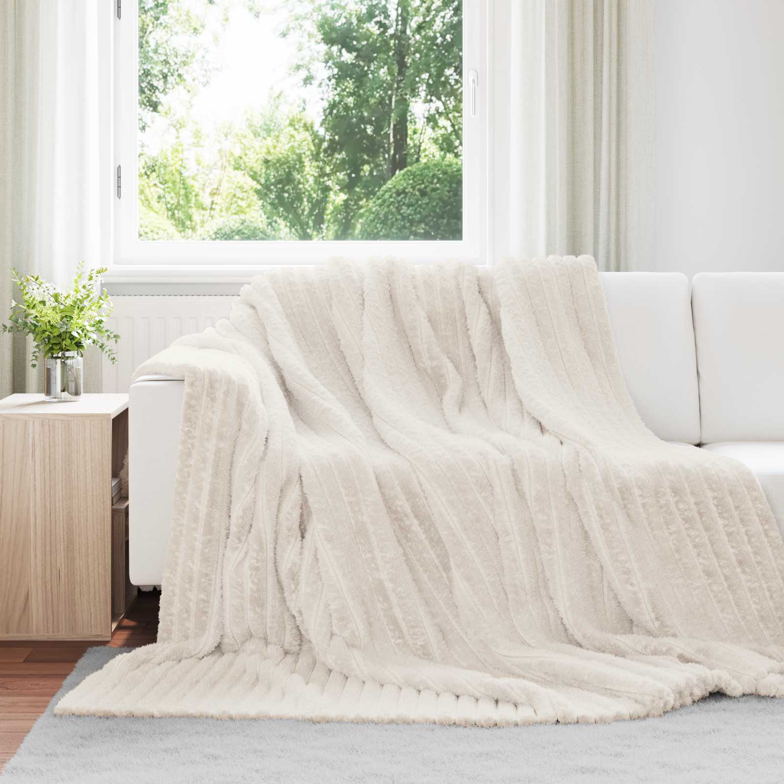Koce narzutowe 6 pcs Kremowy 240 x 220 cm Polar vidaXL